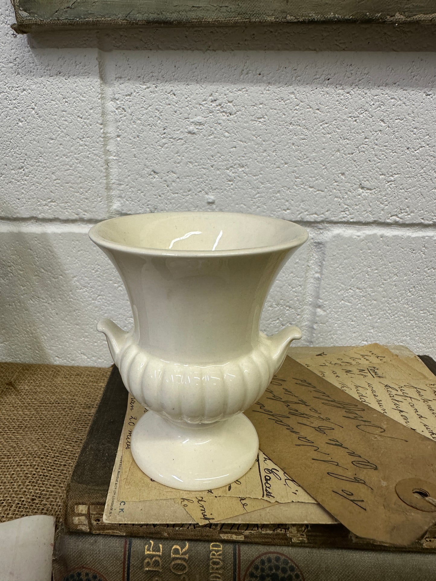 Small White Moonstone Wedgewood Urn