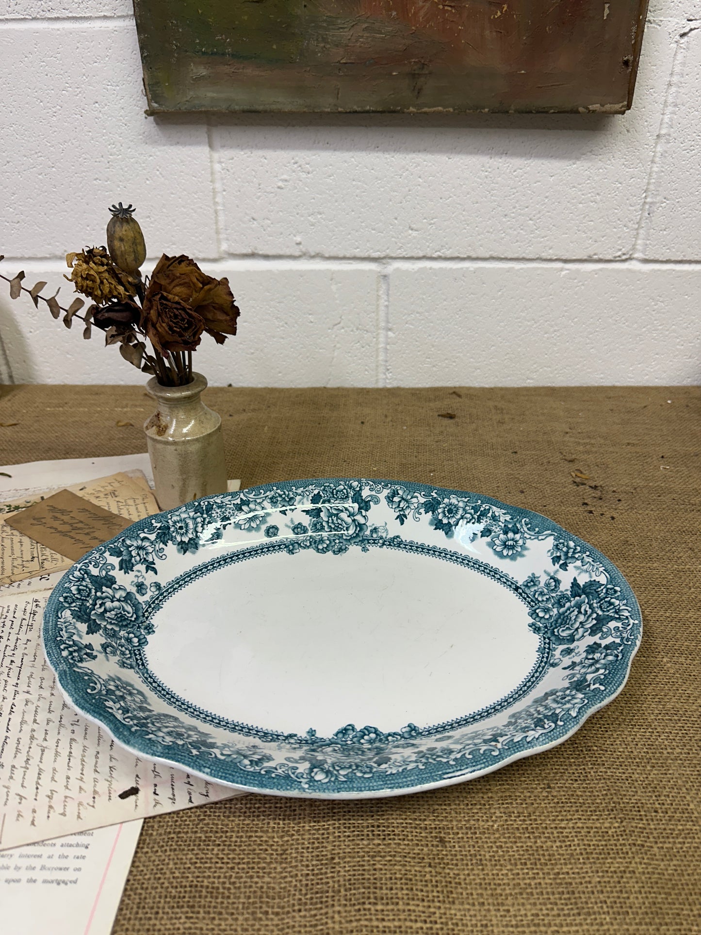 Victorian Tunstall Transferrer-ware Floral Serving Platter