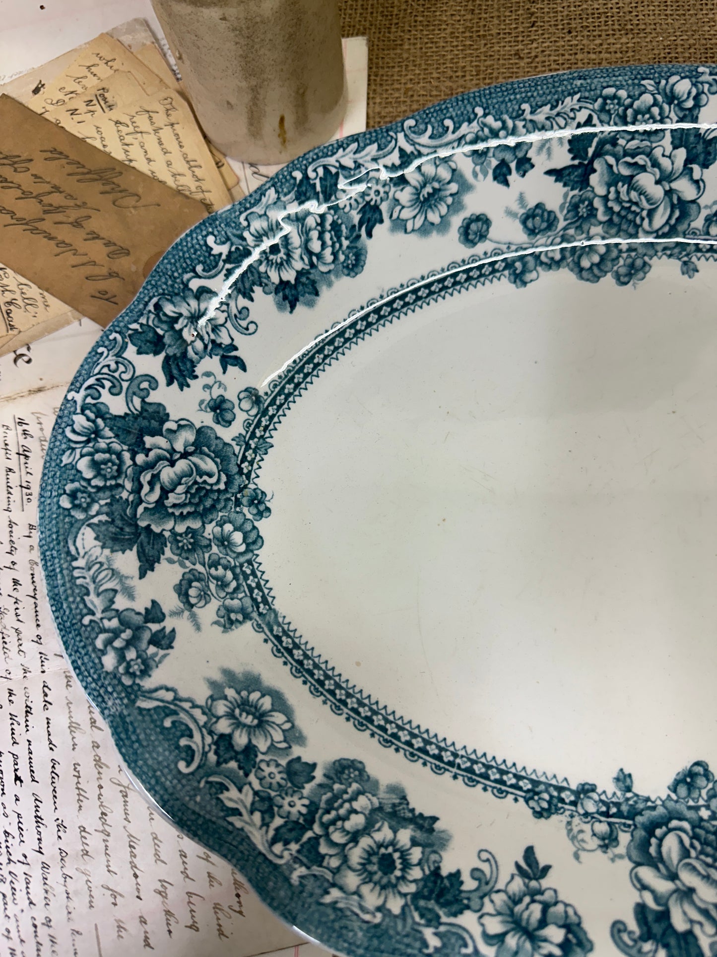 Victorian Tunstall Transferrer-ware Floral Serving Platter