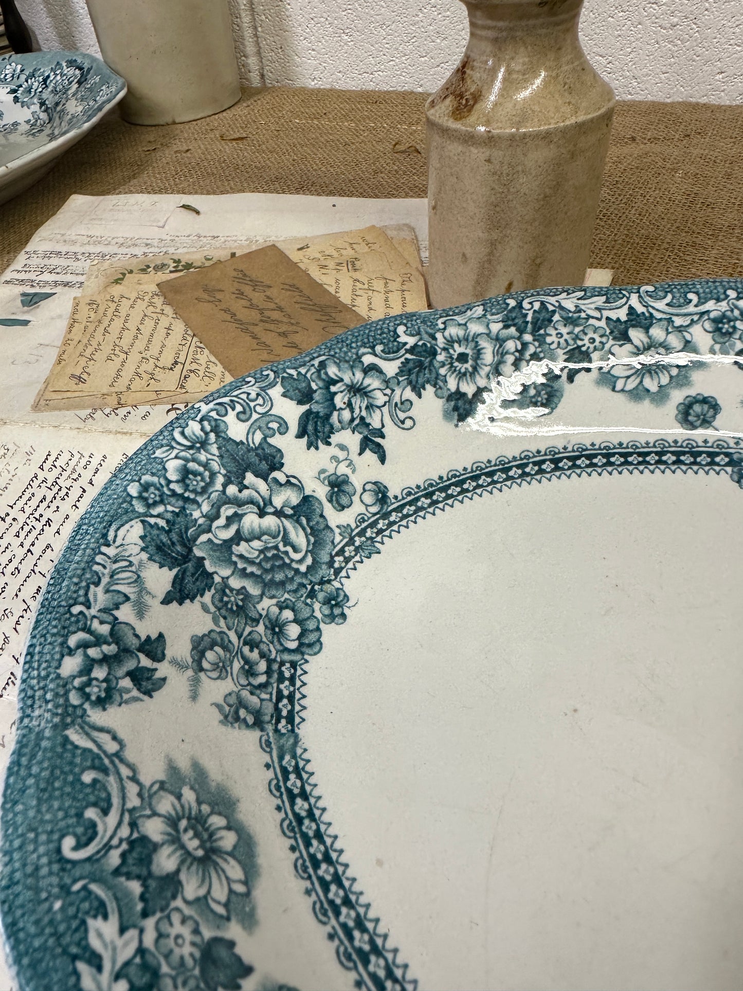 Victorian Tunstall Transferrer-ware Floral Serving Platter