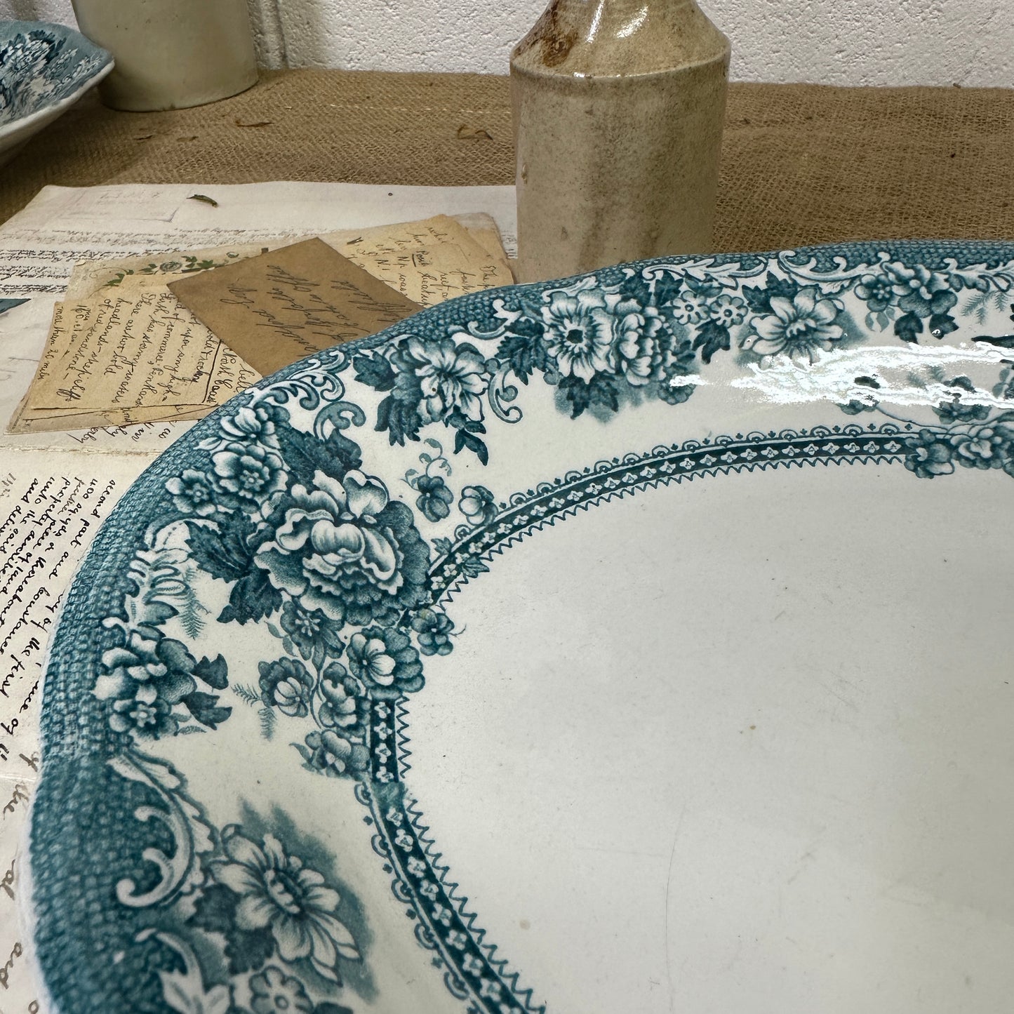 Victorian Tunstall Transferrer-ware Floral Serving Platter