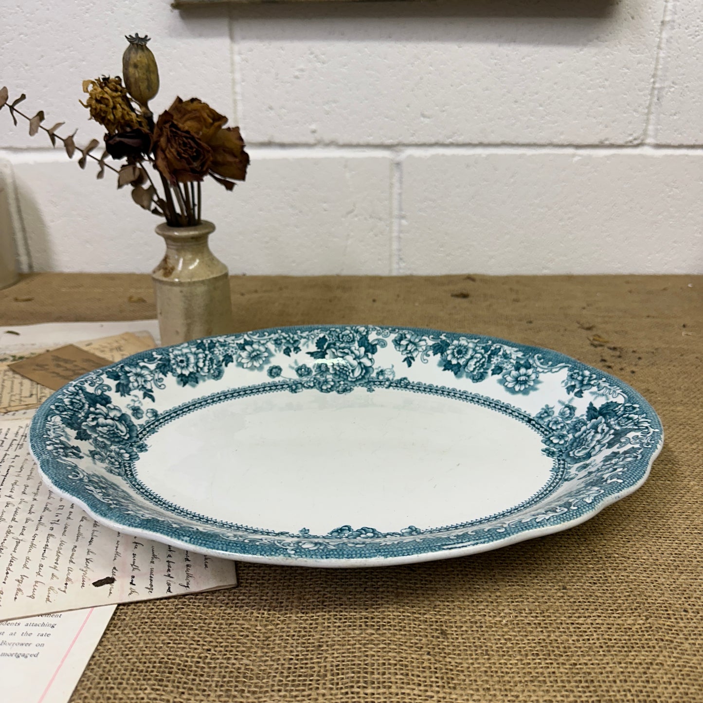 Victorian Tunstall Transferrer-ware Floral Serving Platter