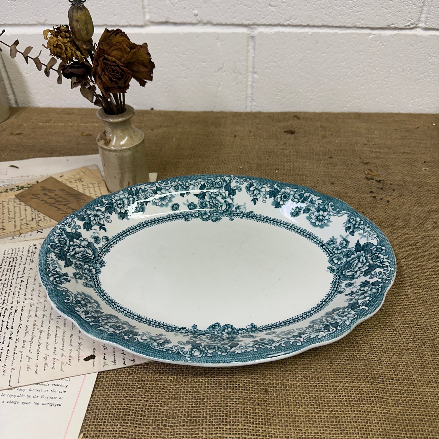 Victorian Tunstall Transferrer-ware Floral Serving Platter