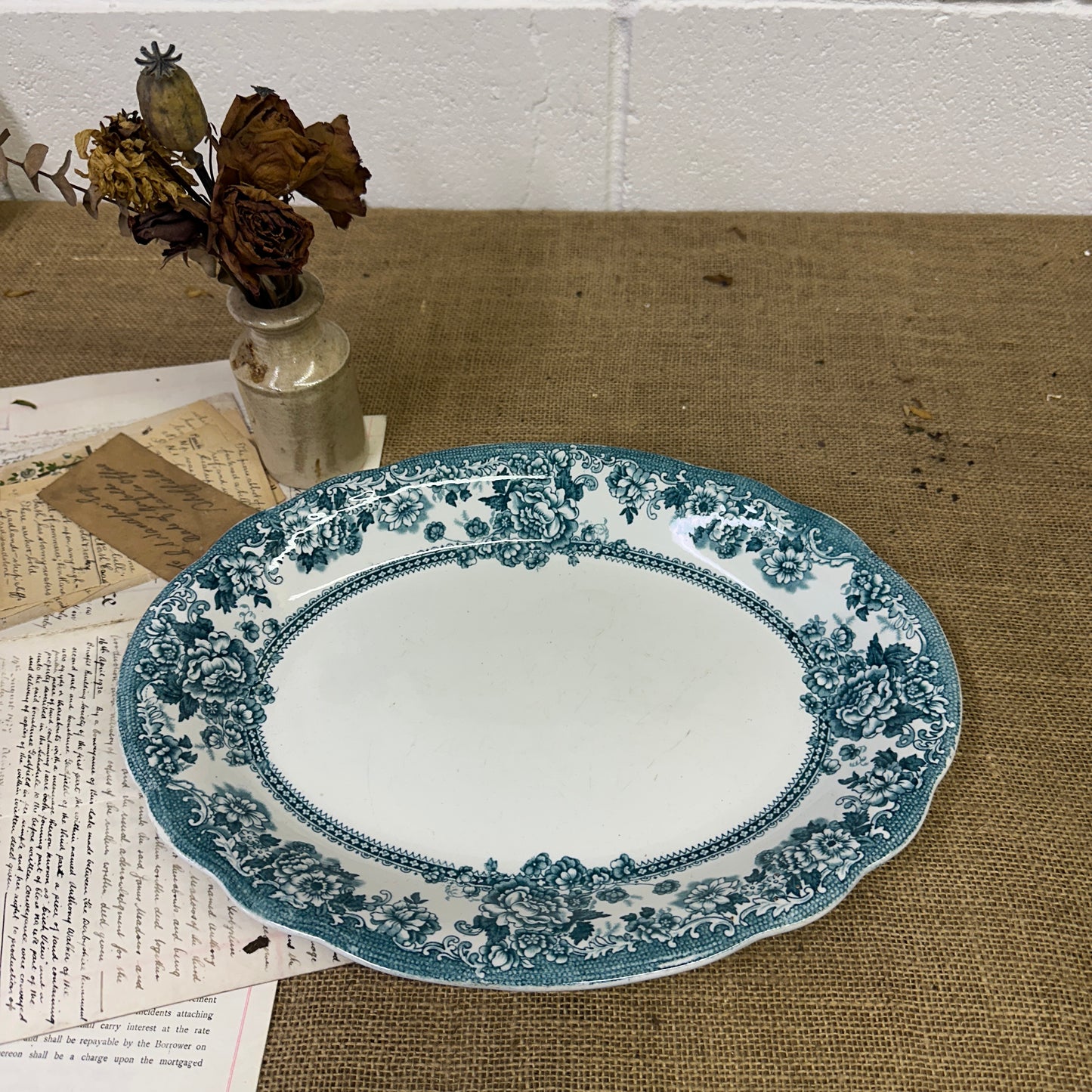 Victorian Tunstall Transferrer-ware Floral Serving Platter