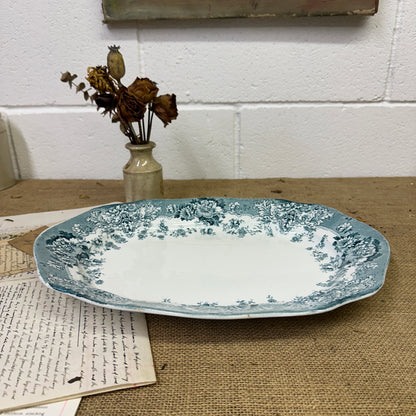 Victorian Crown Pottery Transferrer-ware Floral Serving Platter