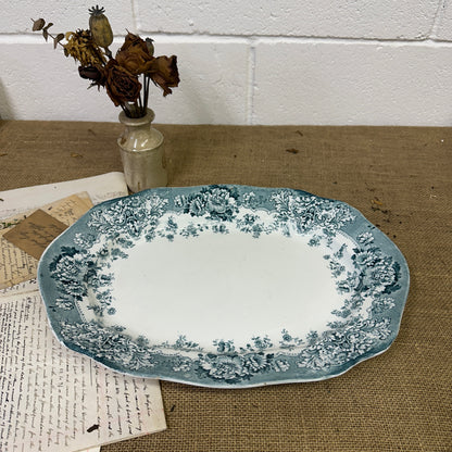 Victorian Crown Pottery Transferrer-ware Floral Serving Platter