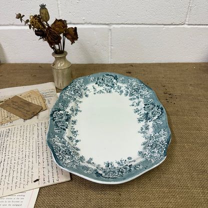 Victorian Crown Pottery Transferrer-ware Floral Serving Platter