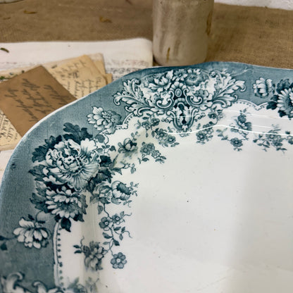 Victorian Crown Pottery Transferrer-ware Floral Serving Platter