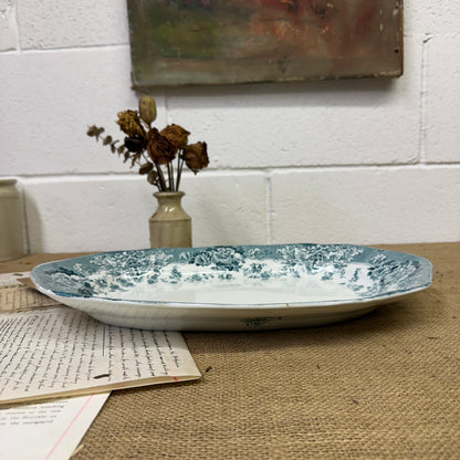 Victorian Crown Pottery Transferrer-ware Floral Serving Platter