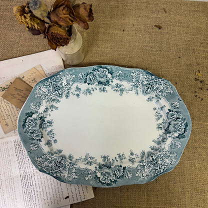 Victorian Crown Pottery Transferrer-ware Floral Serving Platter