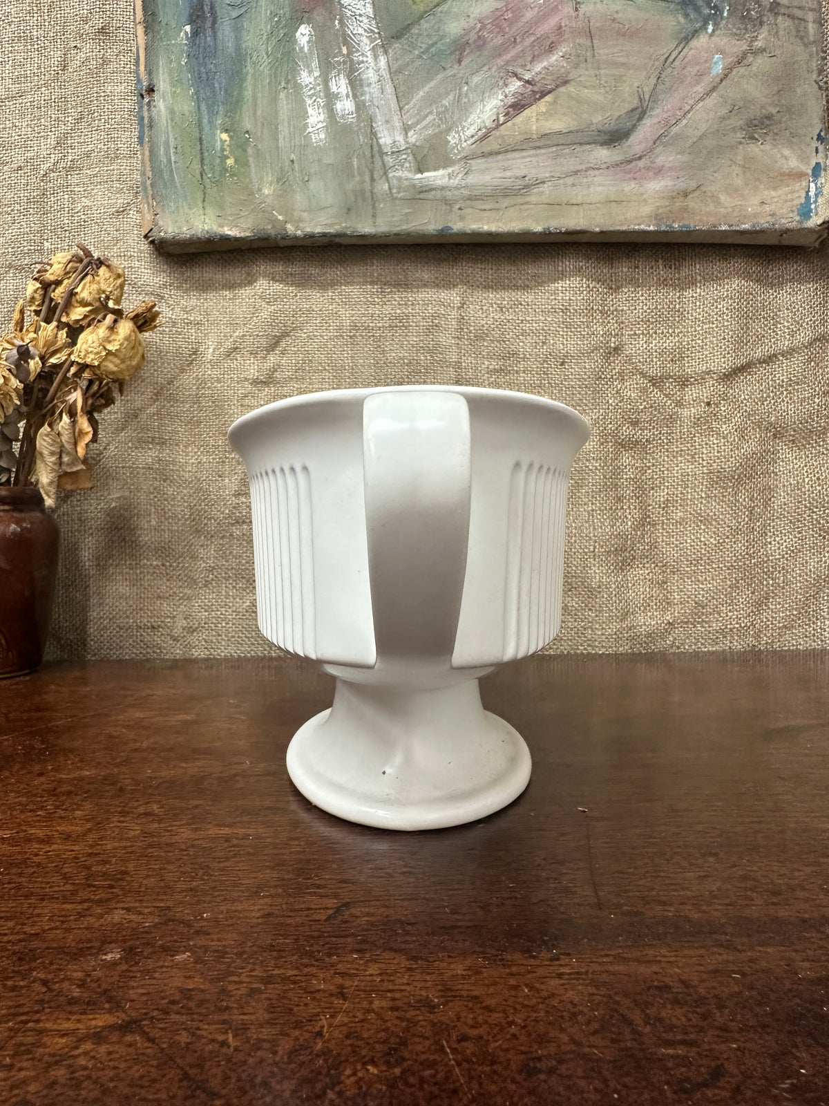 White Hornsea Doric Mantle Vase