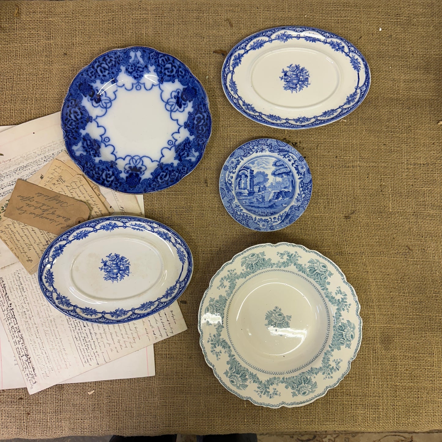 Set of Blue Antique Wall Plates