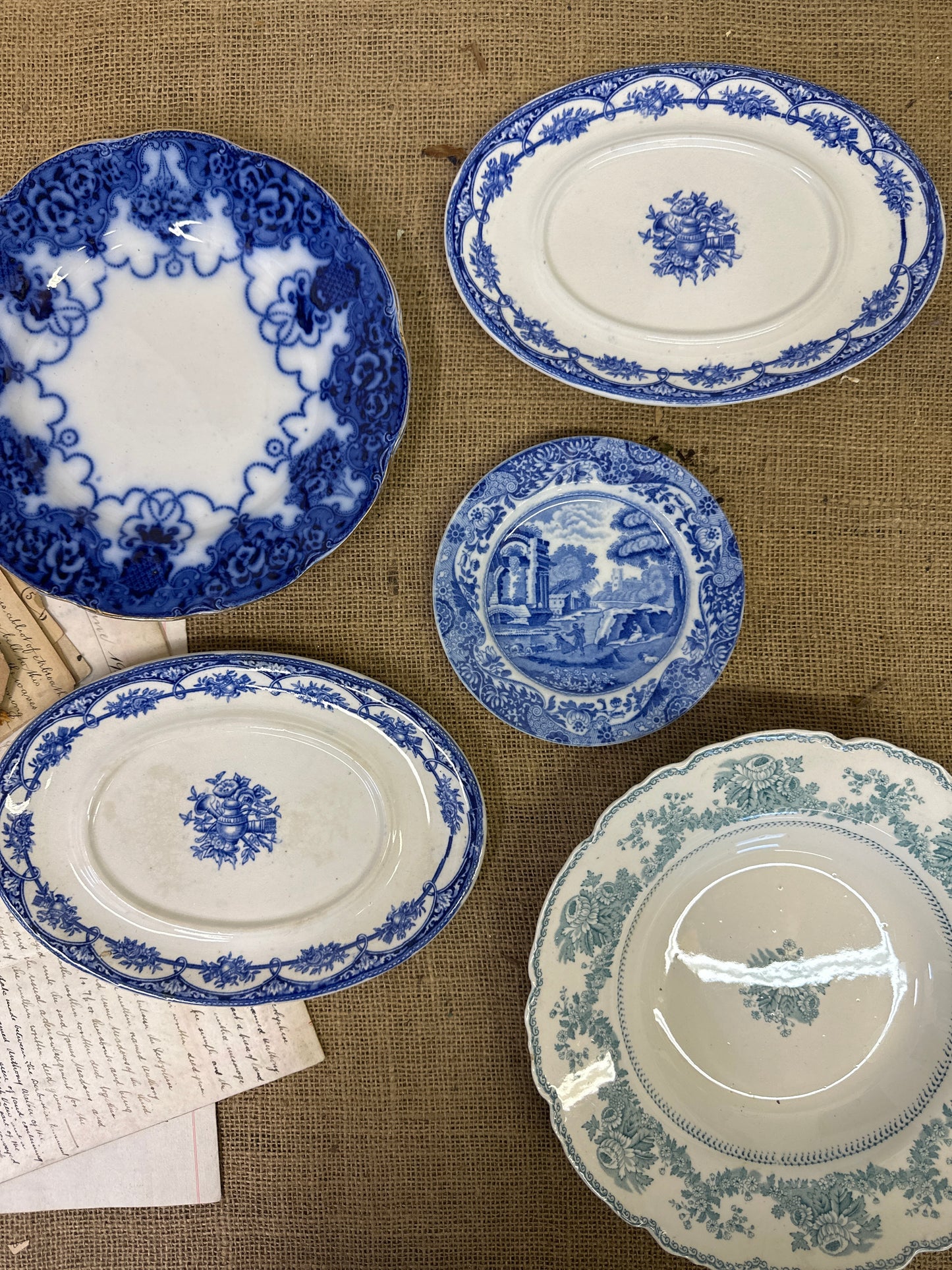 Set of Blue Antique Wall Plates