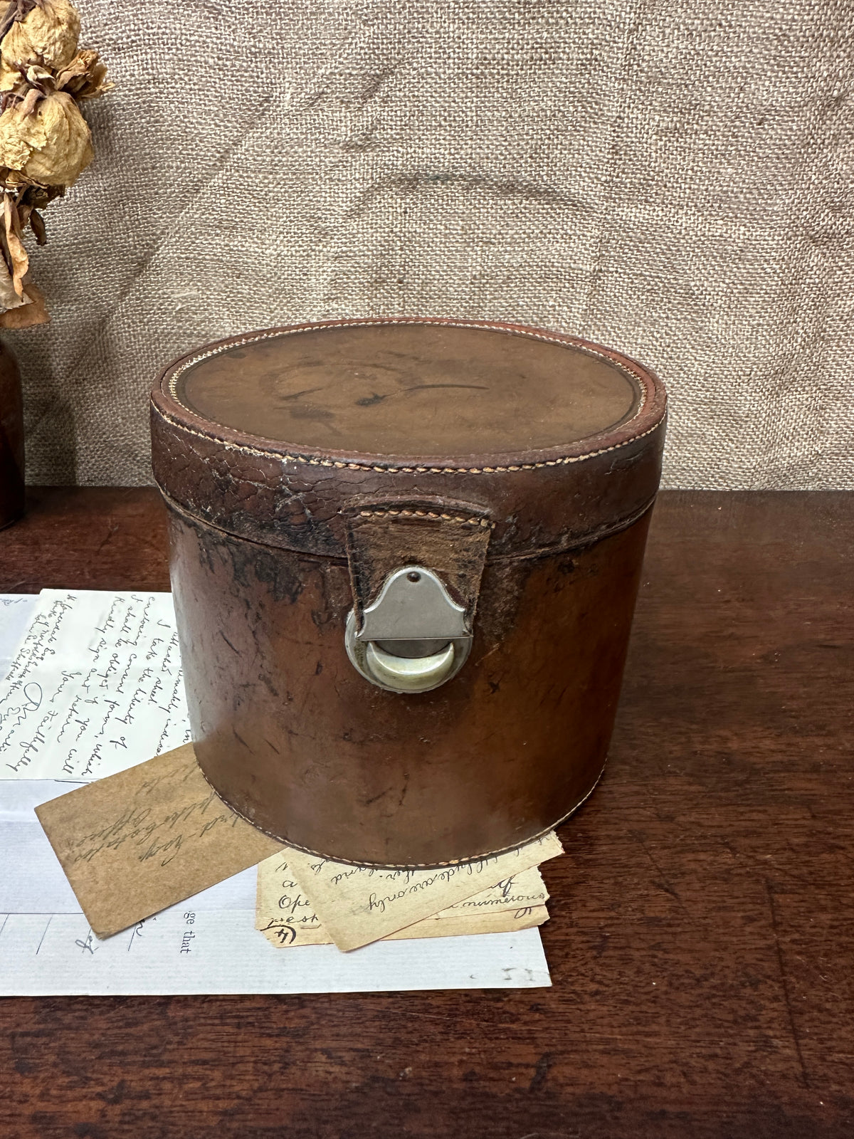 Antique Leather Collar Keepsake Box
