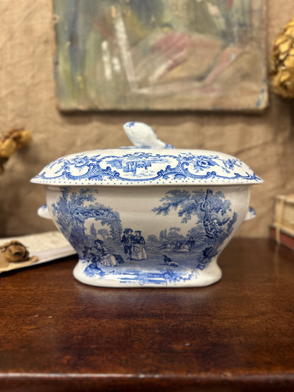 Ashworth Watteau Pattern Sauce Tureen Blue