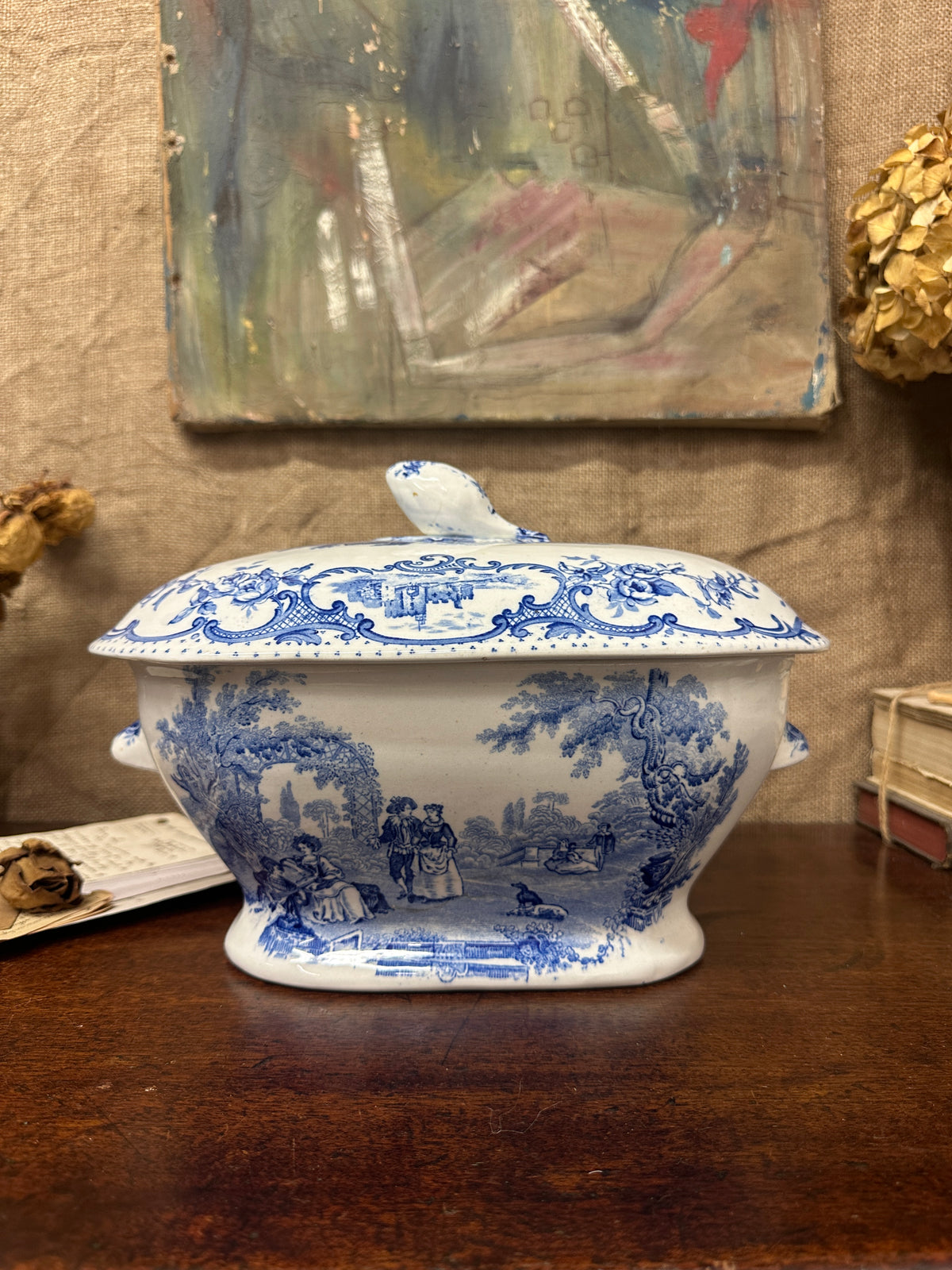 Ashworth Watteau Pattern Sauce Tureen Blue