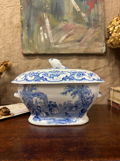 Ashworth Watteau Pattern Sauce Tureen Blue