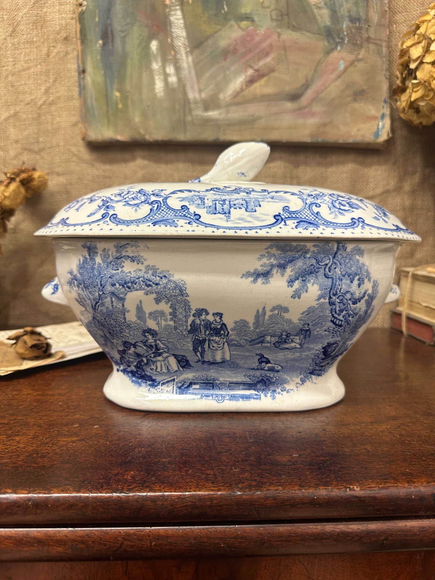 Ashworth Watteau Pattern Sauce Tureen Blue