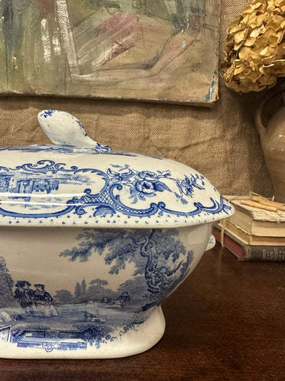 Ashworth Watteau Pattern Sauce Tureen Blue
