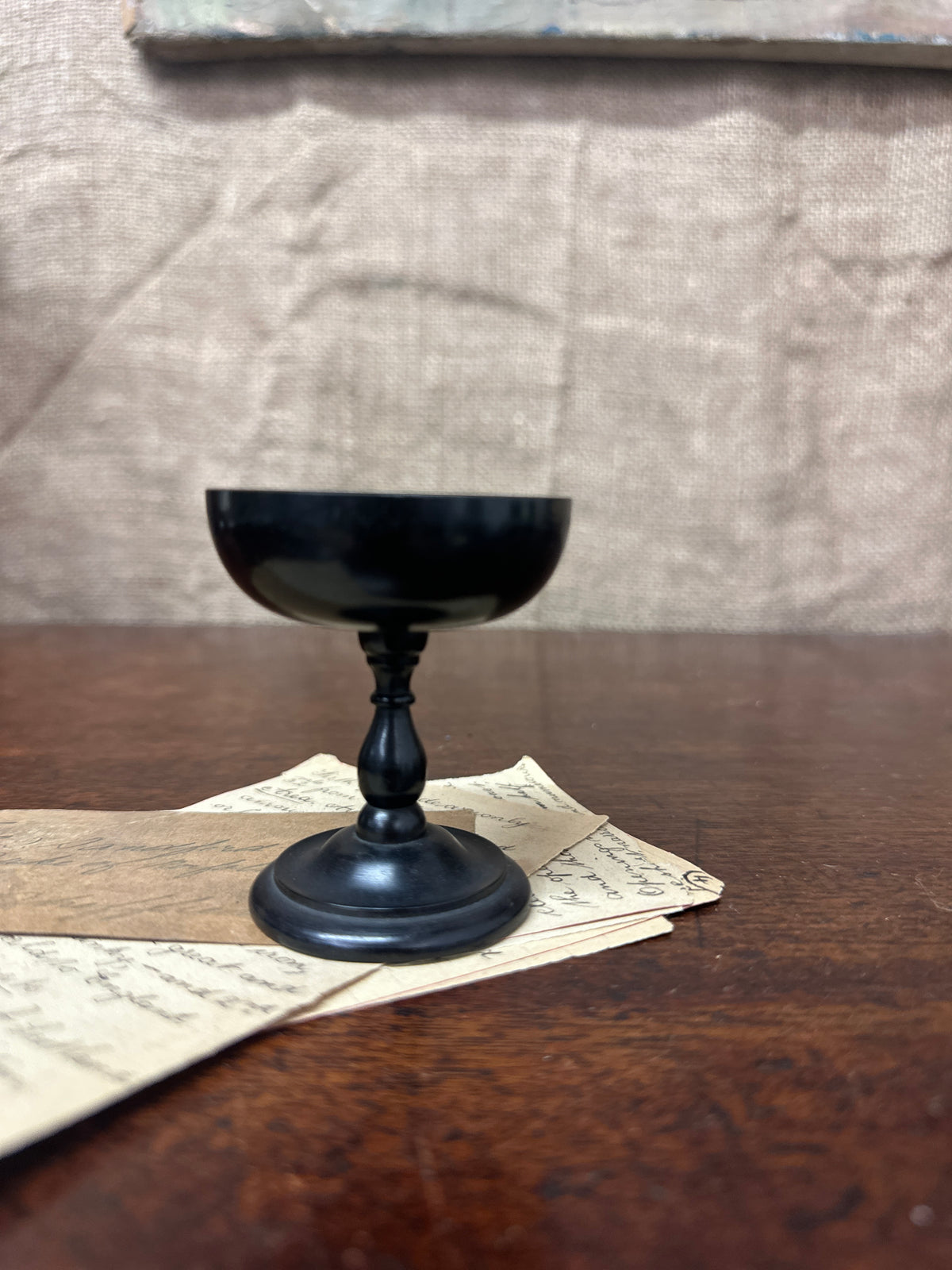 Victorian Black Ebony Trinket Dish