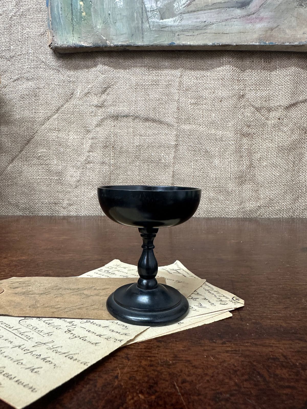 Victorian Black Ebony Trinket Dish