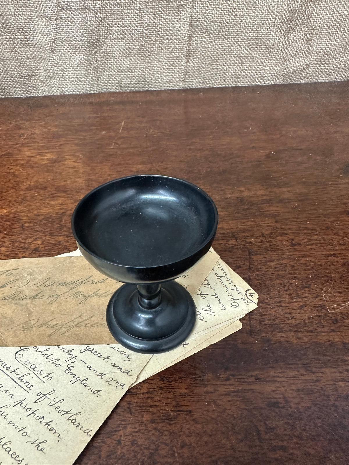 Victorian Black Ebony Trinket Dish