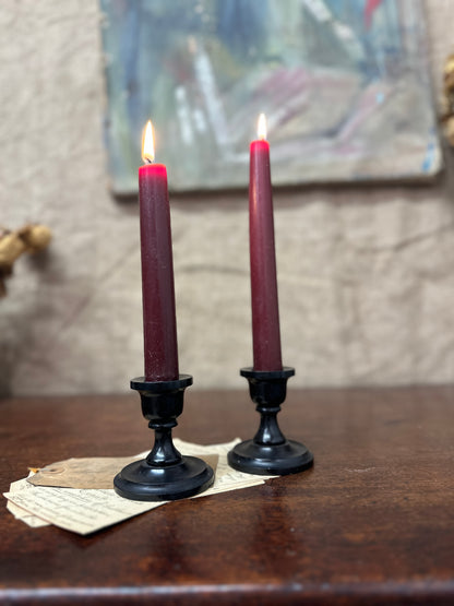Small Victorian Ebony Candlesticks