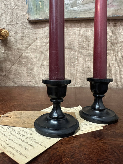 Small Victorian Ebony Candlesticks