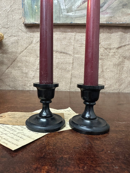 Small Victorian Ebony Candlesticks