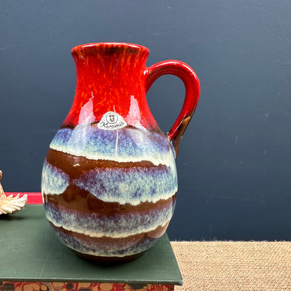 West German Fat Lava Vase Red