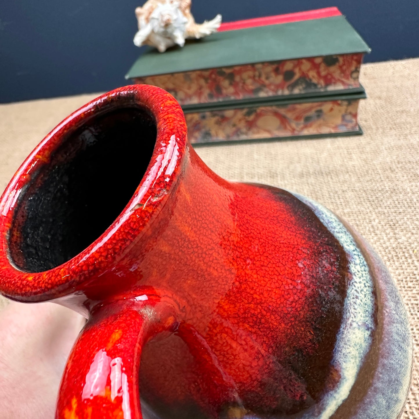 West German Fat Lava Vase Red