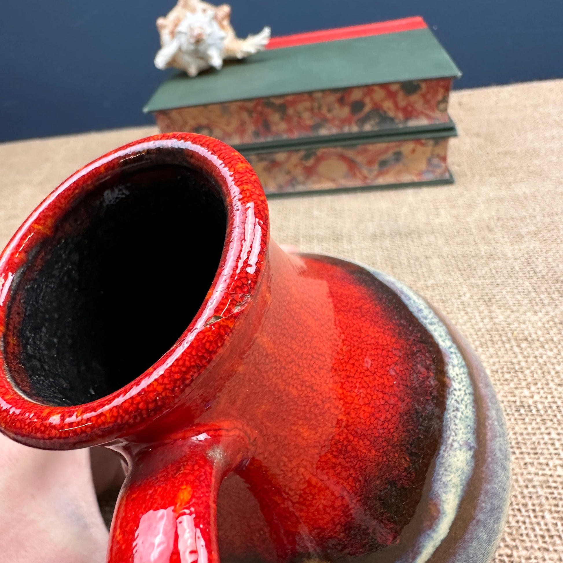 West German Fat Lava Vase Red