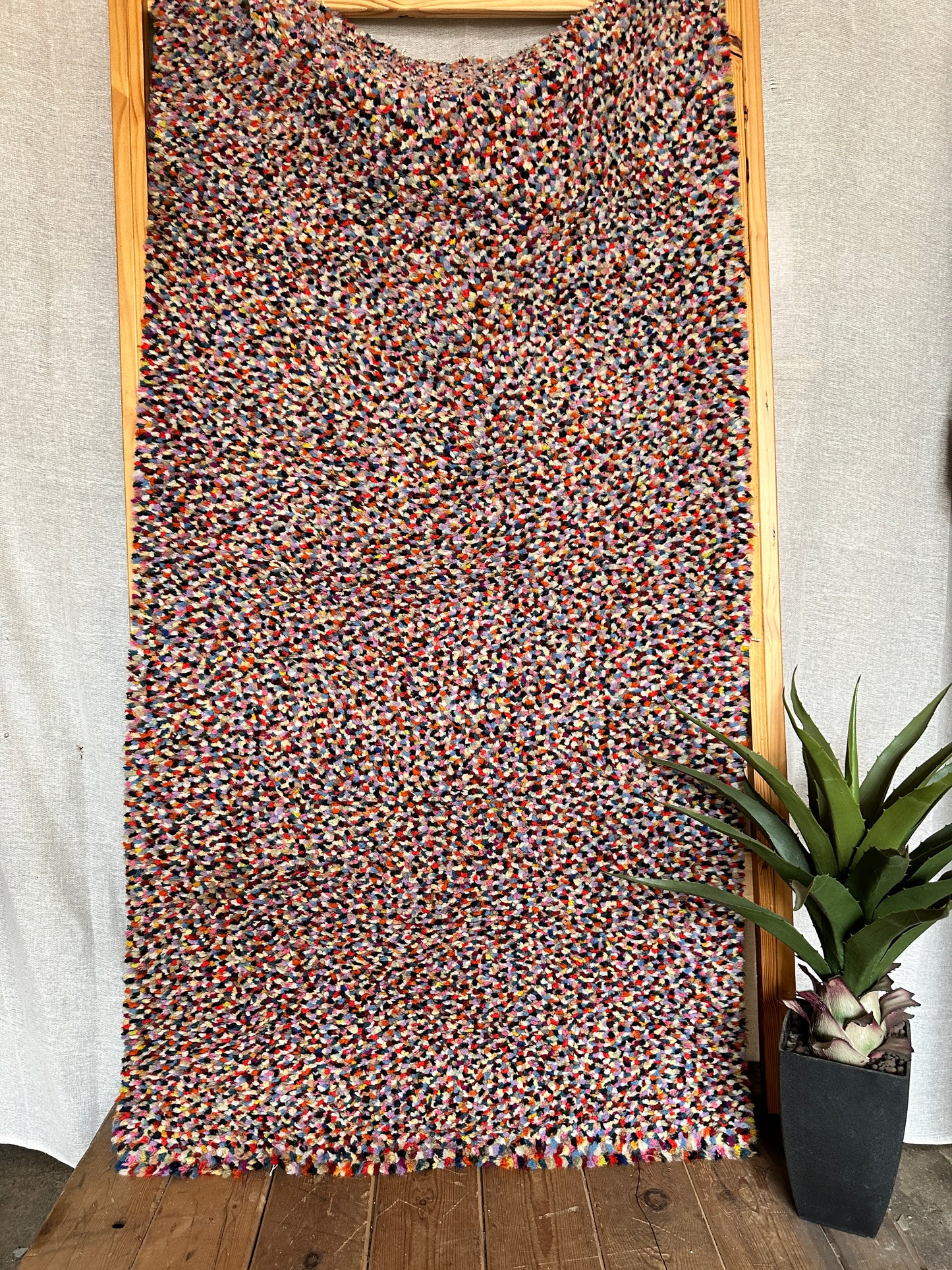 Mid-century Latch Hook Rug Confetti