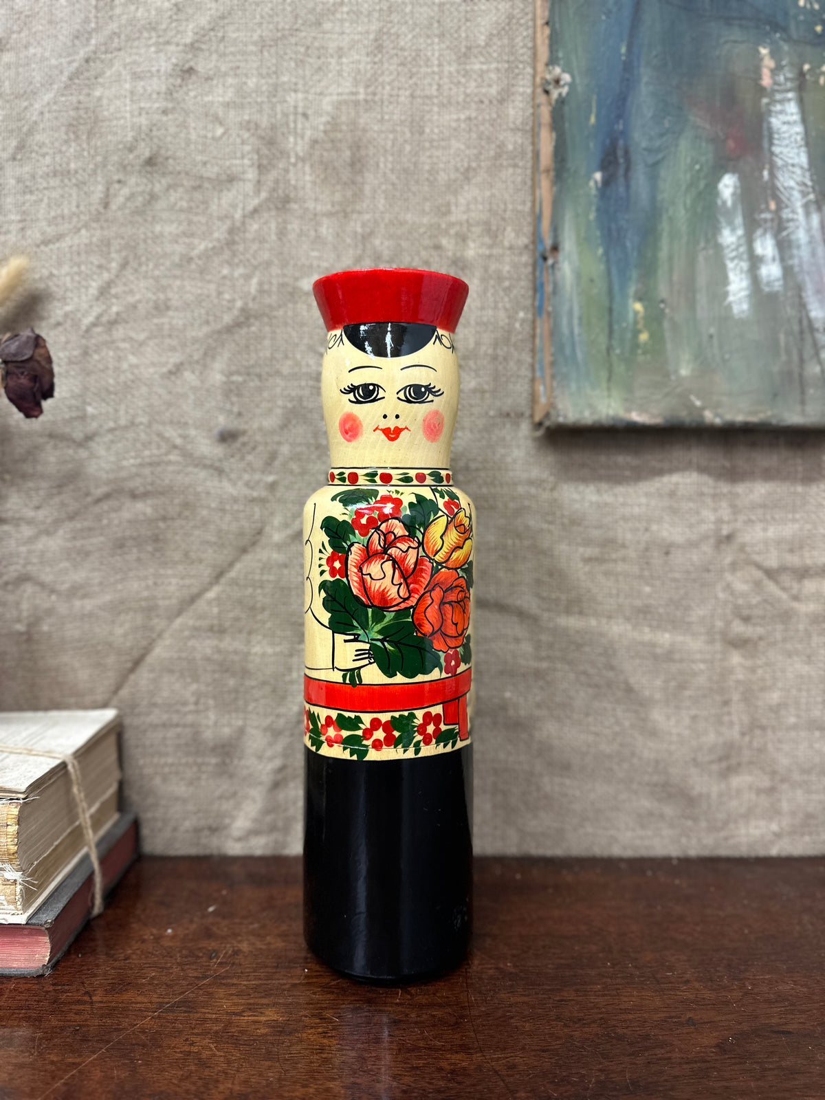 Matryoshka Doll Russian Wooden Bottle Holder