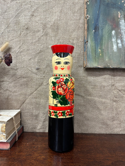 Matryoshka Doll Russian Wooden Bottle Holder