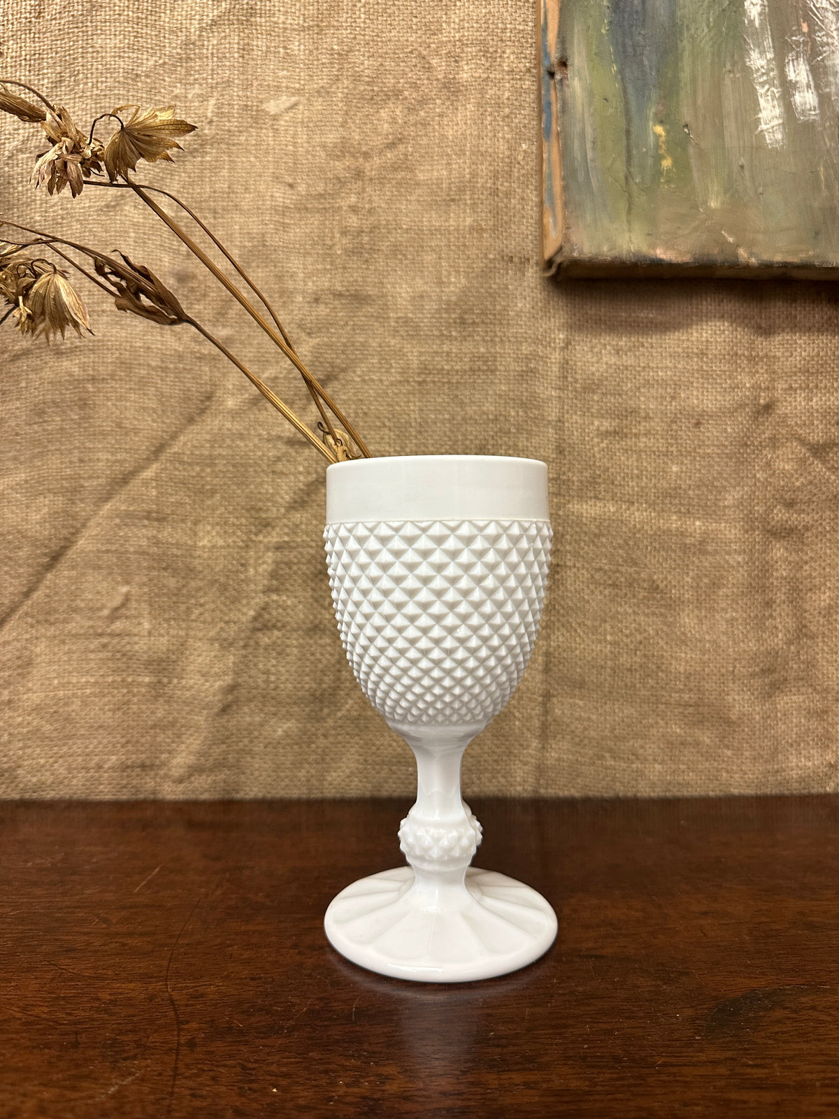 White Milk Glass Goblet