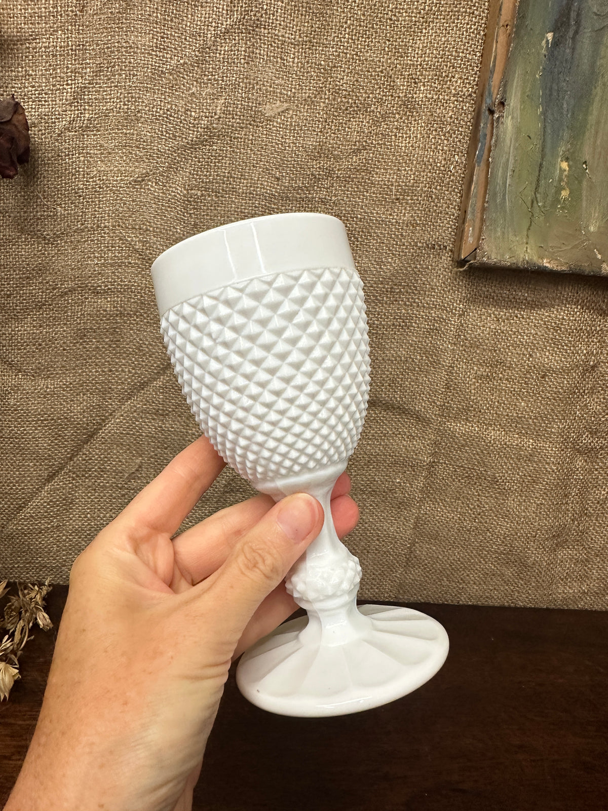 White Milk Glass Goblet