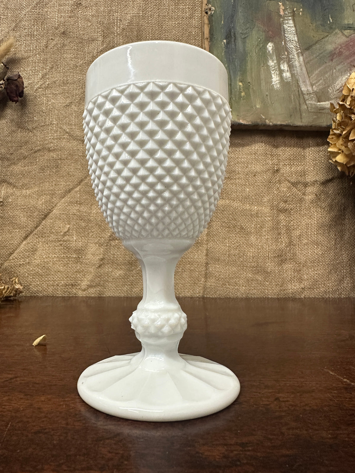 White Milk Glass Goblet