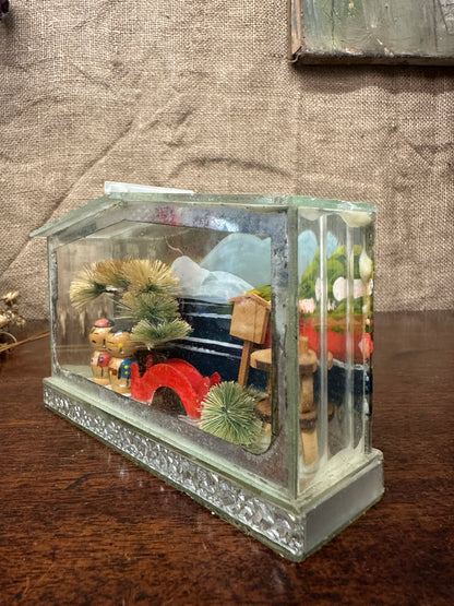 Japanese Miniature Kokeshi Dolls Diorama Box