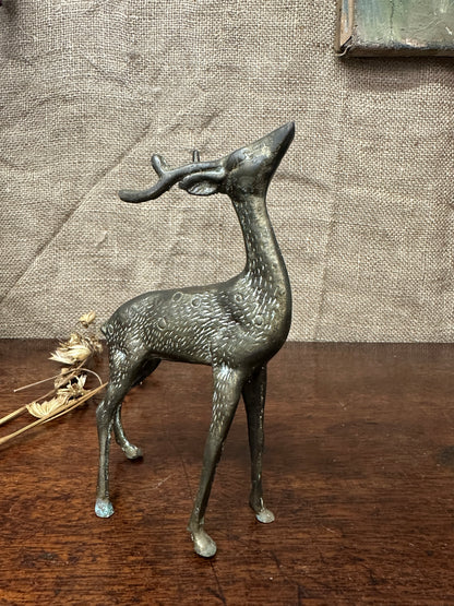 Mid Century Brass Stag Figure