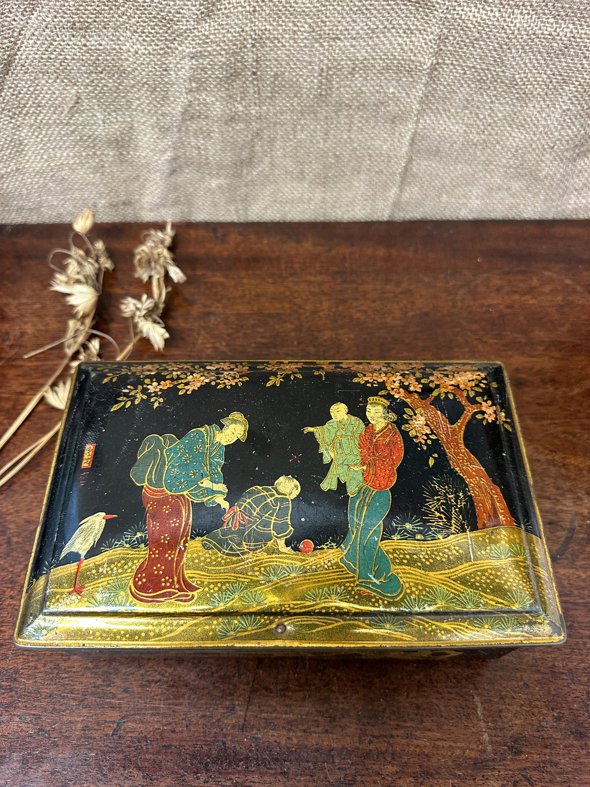 Edwardian Riley's Toffee Tin Chinoiserie