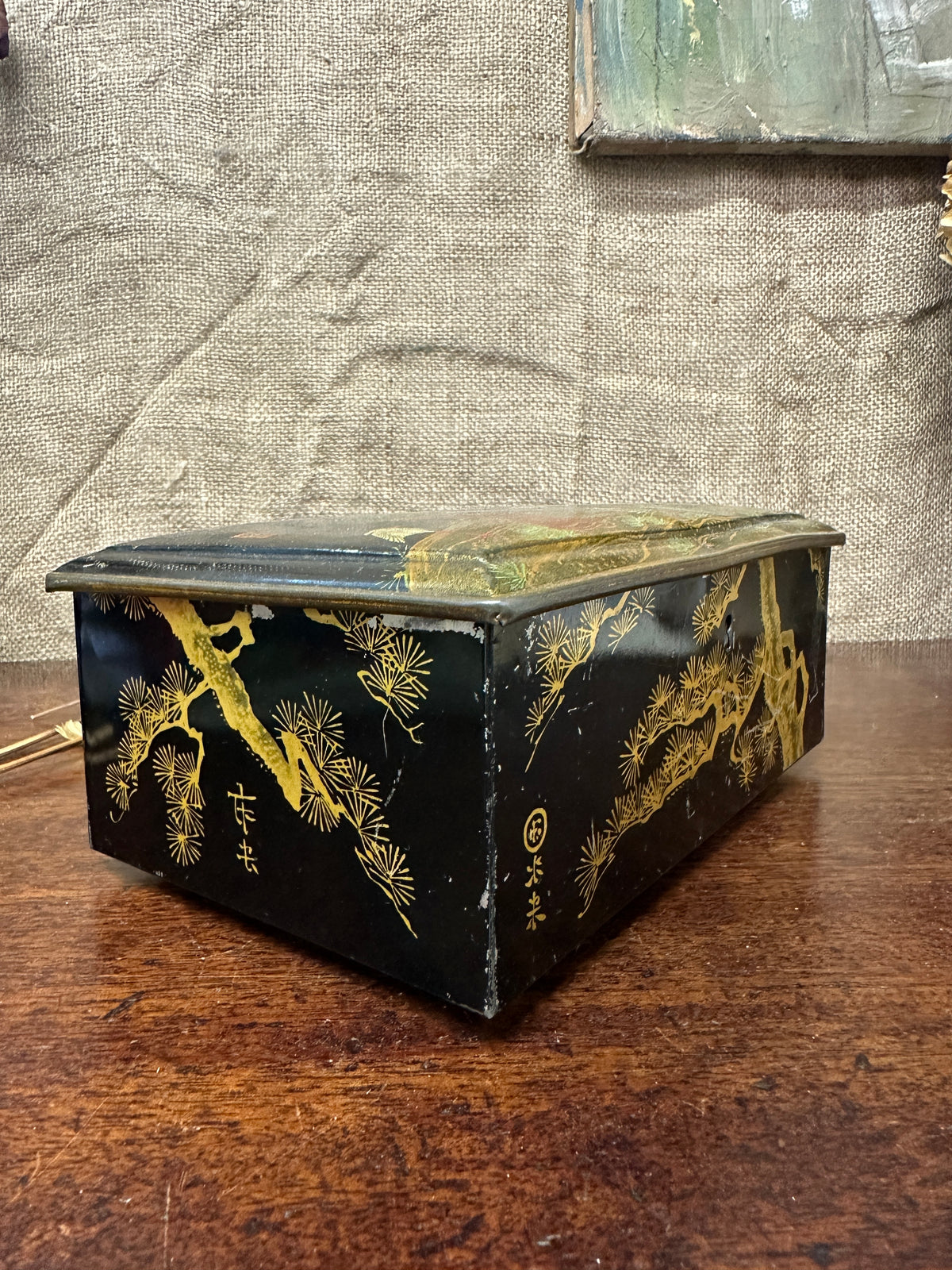 Edwardian Riley's Toffee Tin Chinoiserie