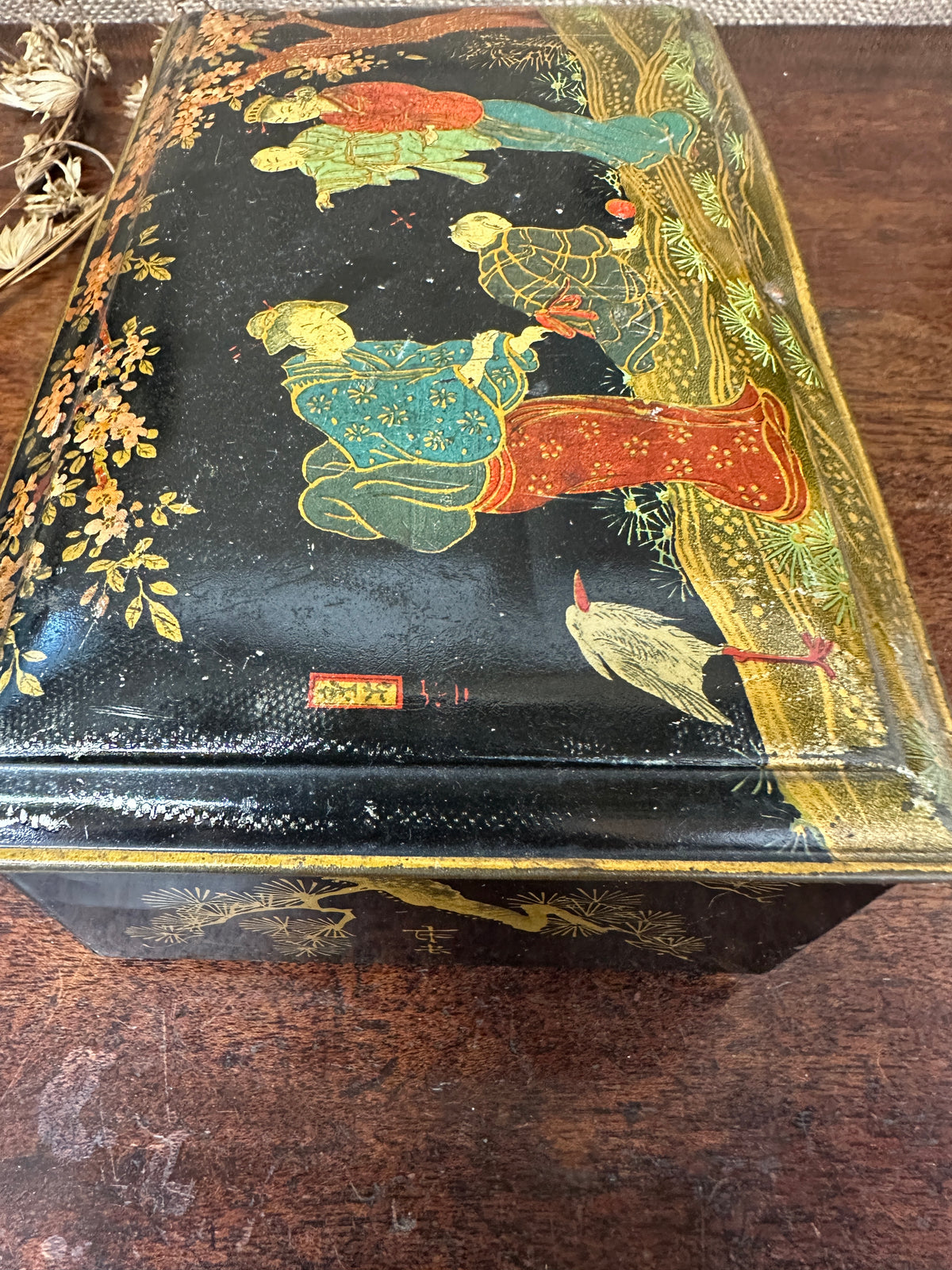 Edwardian Riley's Toffee Tin Chinoiserie