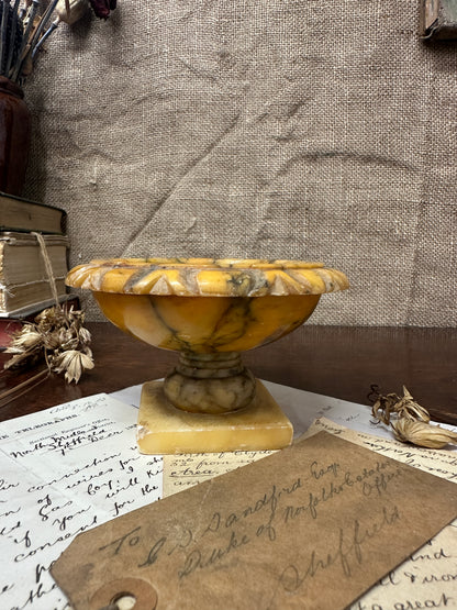 Carved Italian Alabaster Tazzas Bowl