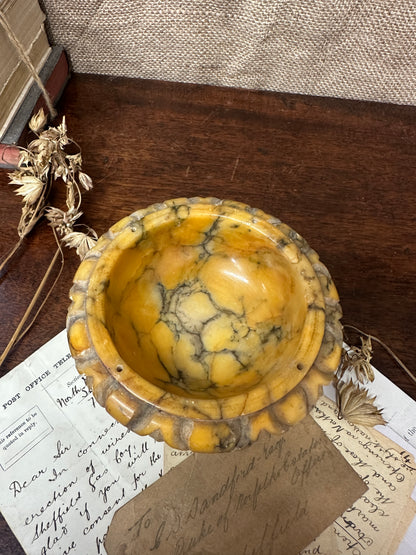 Carved Italian Alabaster Tazzas Bowl