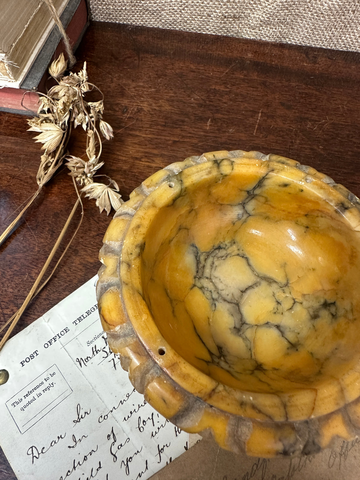 Carved Italian Alabaster Tazzas Bowl