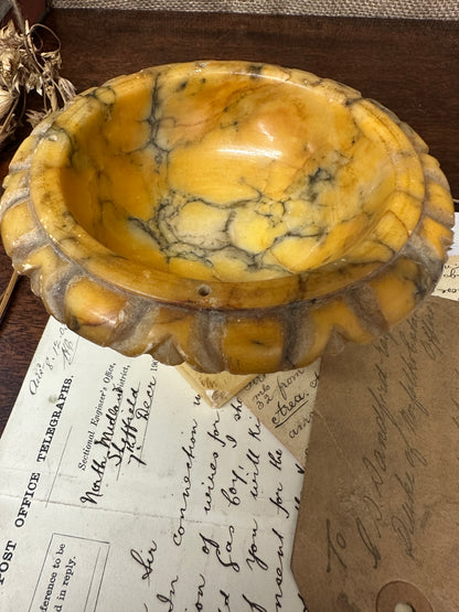 Carved Italian Alabaster Tazzas Bowl