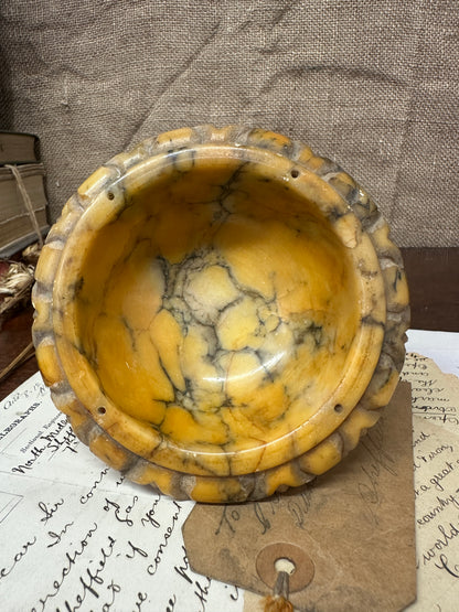 Carved Italian Alabaster Tazzas Bowl