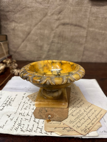 Carved Italian Alabaster Tazzas Bowl
