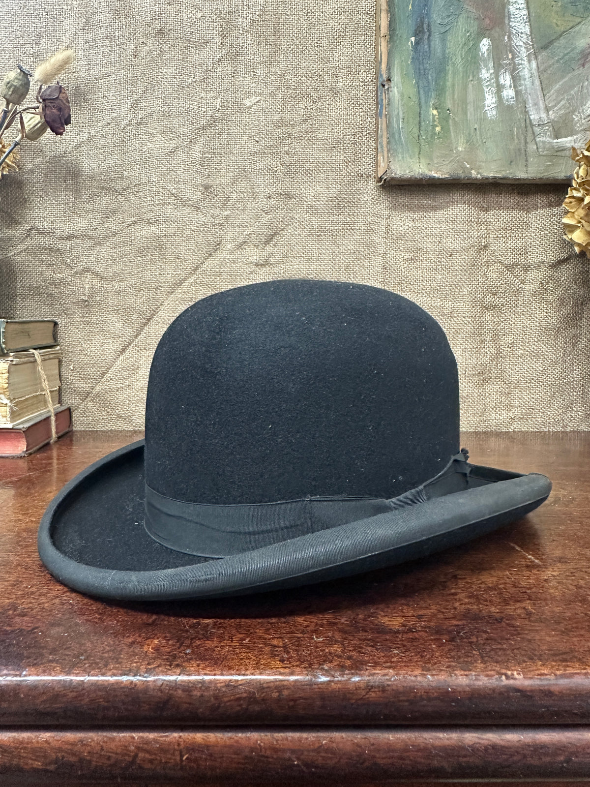 Antique Black Bowler Hat Sutton Torkington